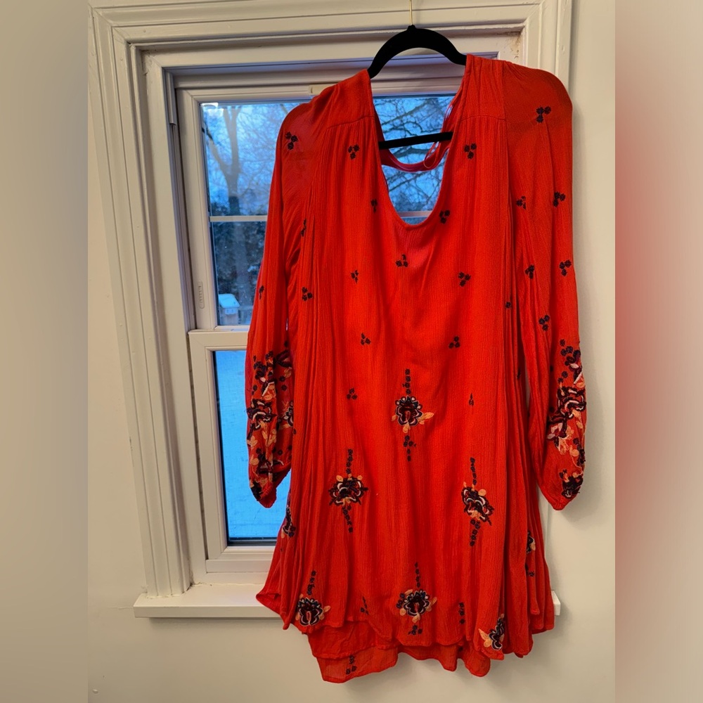 Free People Red Flowy Mini Dress
